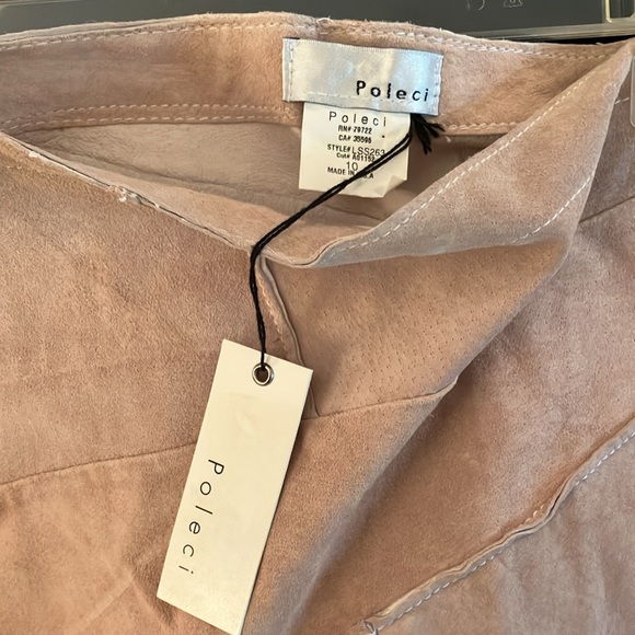 NWT Poleci 100% Genuine Suede Patchwork Skirt - Picture 5 of 7